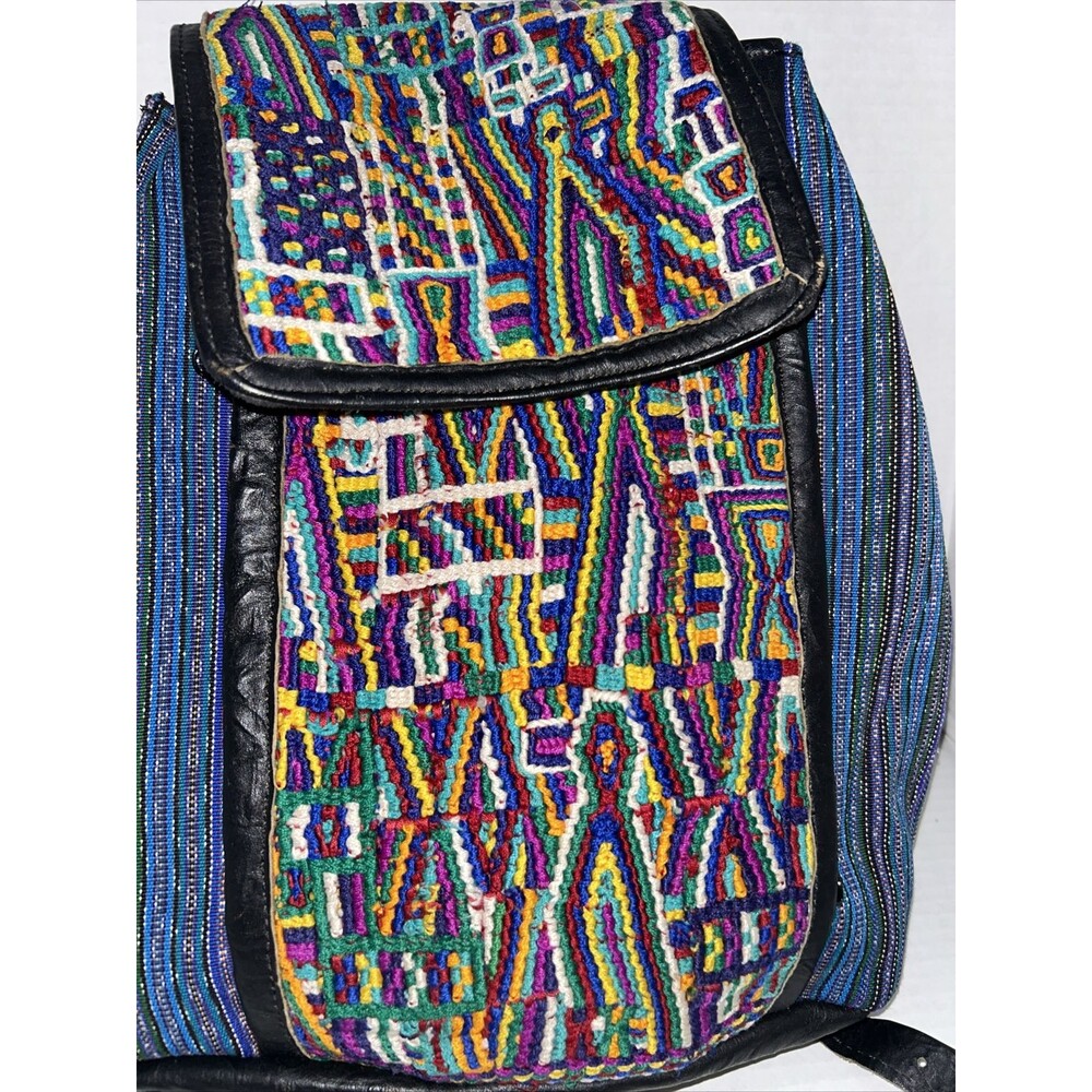 embroidered leather backpack drawstring - image 2
